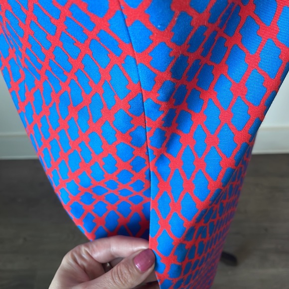 MISS WU geometric dress blue red - Picture 10 of 14